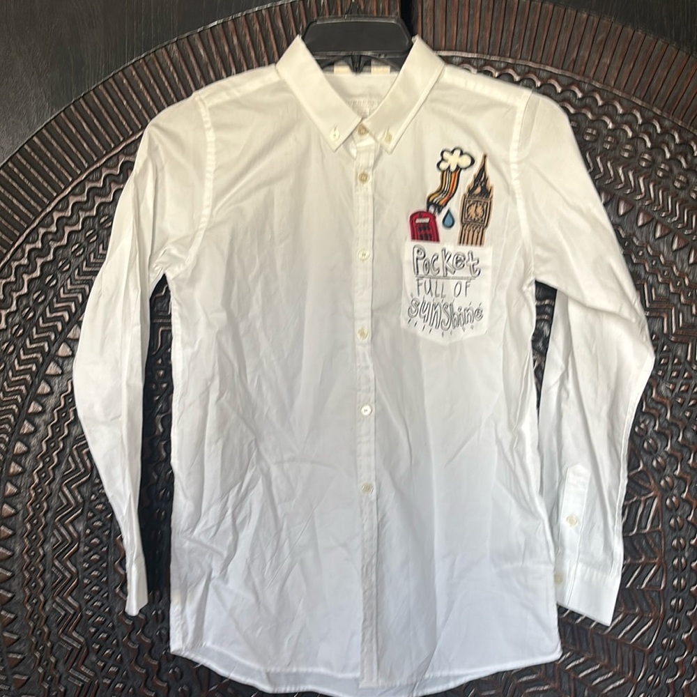 Burberry children button down white shirt